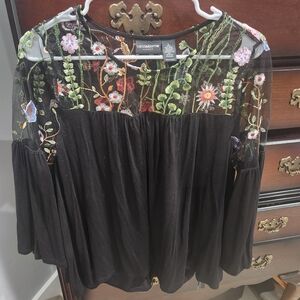 Liz Claiborne Black Sheer Floral Blouse